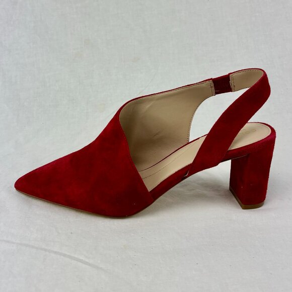 NWT Cole Haan Red Suede Slingback Block Heels - Size 7.5B - Picture 3 of 10